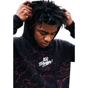 NWOT 100 Thieves Tie Dye Red & Black Jam Hoodie Sweatshirt Men's Medium